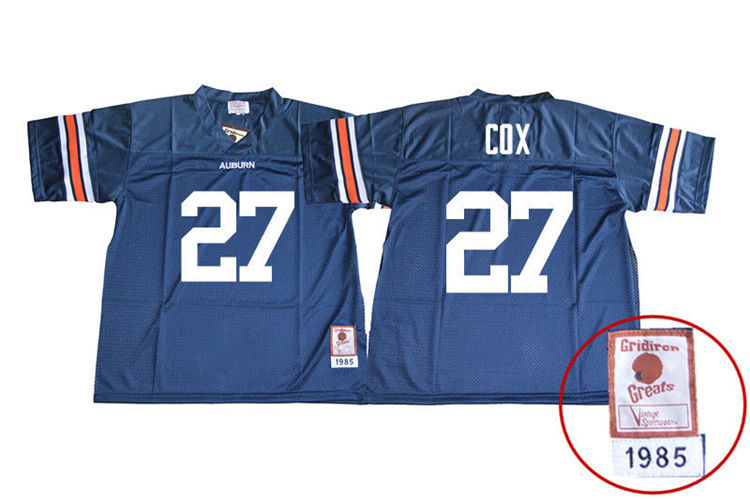 Auburn Tigers Men's Chandler Cox #27 Navy Stitched College 1985 Throwback NCAA Authentic Football Jersey DXD2774JC